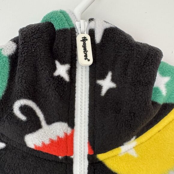 Tipsy Elves Black Colorful Ornaments Jumpsuit Hoodie Christmas Fleece Zipper Lrg - Picture 5 of 9